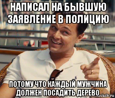 написал на бывшую заявление в полицию потому что каждый мужчина должен посадить дерево, Мем Хитрый Гэтсби