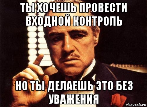 ты хочешь провести входной контроль но ты делаешь это без уважения, Мем крестный отец