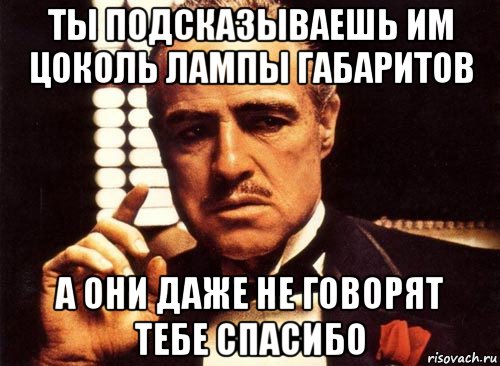 ты подсказываешь им цоколь лампы габаритов а они даже не говорят тебе спасибо, Мем крестный отец