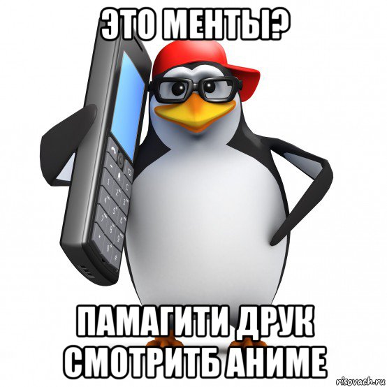 это менты? памагити друк смотритб аниме, Мем   Пингвин звонит