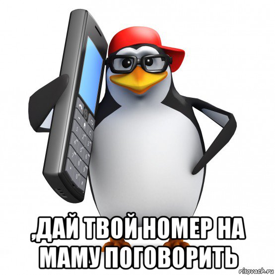  ,дай твой номер на маму поговорить, Мем   Пингвин звонит