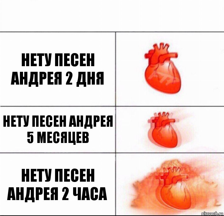 нету песен Андрея 2 дня нету песен Андрея 5 месяцев нету песен Андрея 2 часа