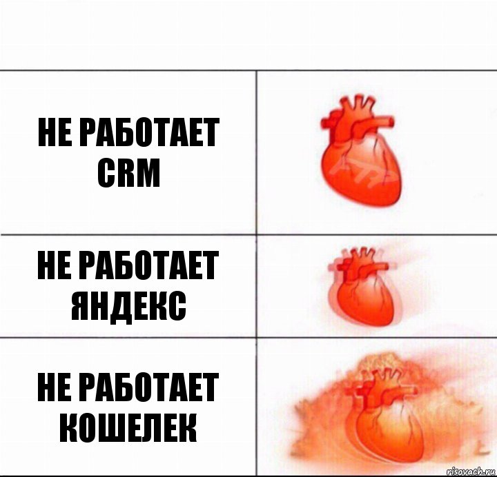 НЕ работает CRM Не работает Яндекс Не работает Кошелек, Комикс  Расширяюшее сердце