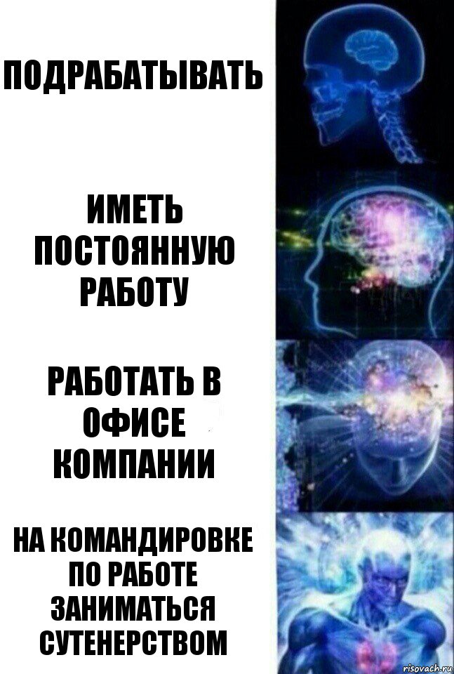 Подрабатывать Иметь постоянную работу Работать в офисе компании На командировке по работе заниматься сутенерством, Комикс  Сверхразум