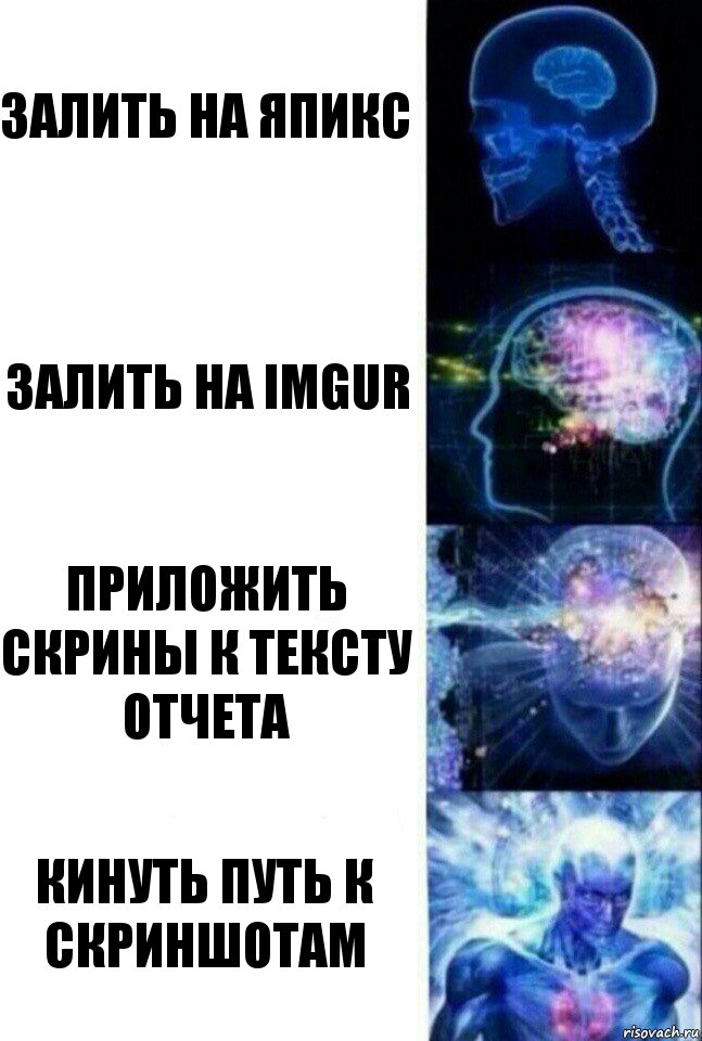 Залить на япикс Залить на imgur Приложить скрины к тексту отчета Кинуть путь к скриншотам, Комикс  Сверхразум