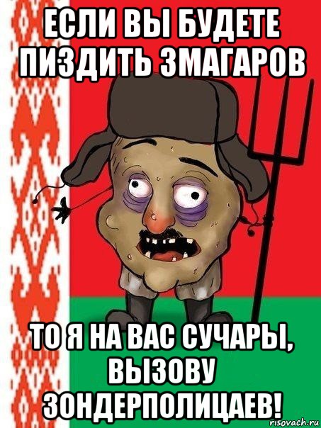 если вы будете пиздить змагаров то я на вас сучары, вызову зондерполицаев!, Мем Ватник белорусский