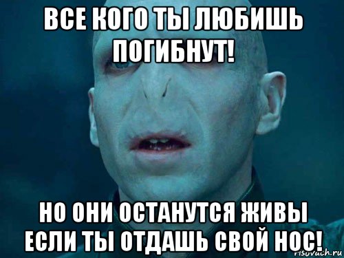 все кого ты любишь погибнут! но они останутся живы если ты отдашь свой нос!, Мем Волан де Морт