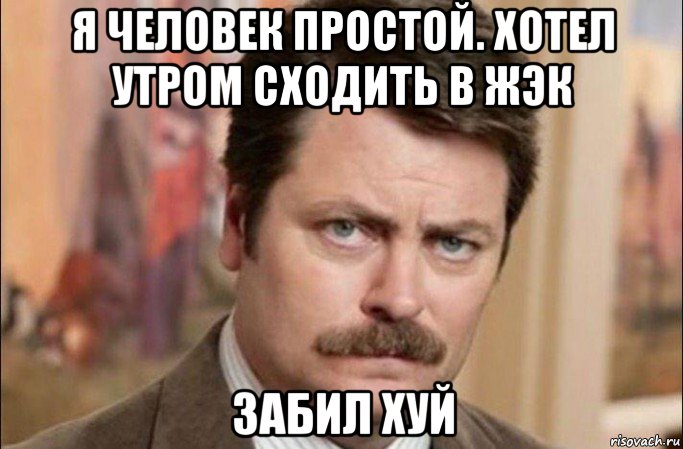 я человек простой. хотел утром сходить в жэк забил хуй, Мем  Я человек простой