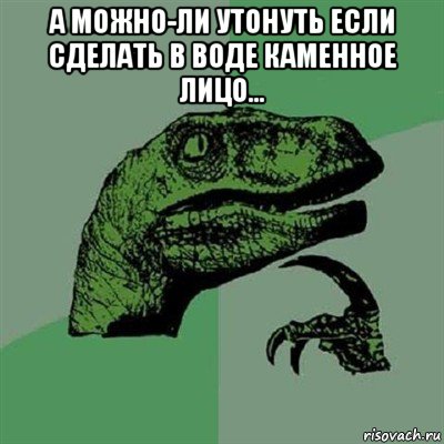 а можно-ли утонуть если сделать в воде каменное лицо... , Мем Филосораптор