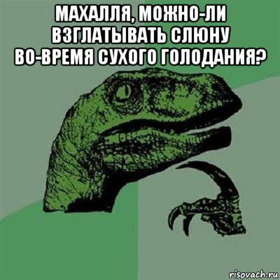 махалля, можно-ли взглатывать слюну во-время сухого голодания? , Мем Филосораптор