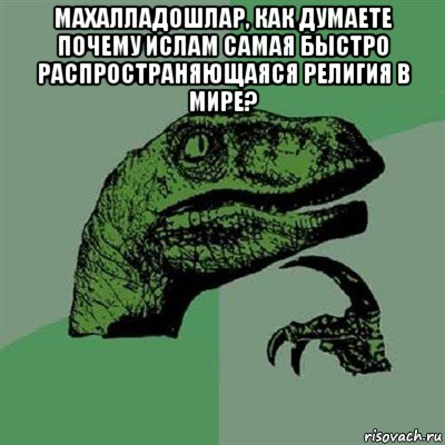 махалладошлар, как думаете почему ислам самая быстро распространяющаяся религия в мире? , Мем Филосораптор