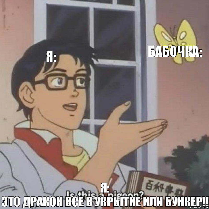 я: бабочка: я:
это дракон все в укрытие или бункер!!, Комикс  Is this