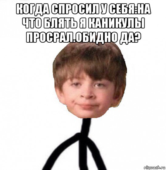 когда спросил у себя:на что блять я каникулы просрал.обидно да? , Мем Кислолицый0