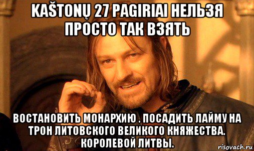 kaštonų 27 pagiriai нельзя просто так взять востановить монархию . посадить лайму на трон литовского великого княжества. королевой литвы., Мем Нельзя просто так взять и (Боромир мем)