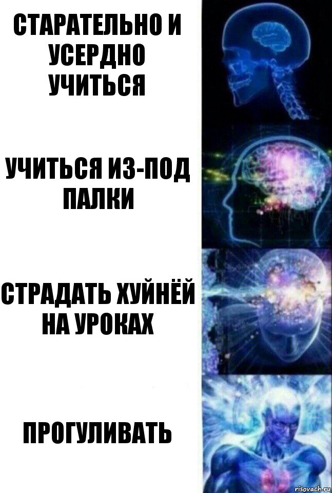 Старательно и усердно учиться Учиться из-под палки Страдать хуйнёй на уроках Прогуливать, Комикс  Сверхразум