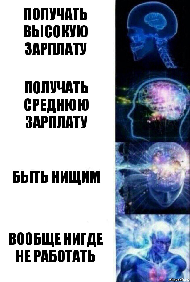 Получать высокую зарплату Получать среднюю зарплату Быть нищим Вообще нигде не работать, Комикс  Сверхразум