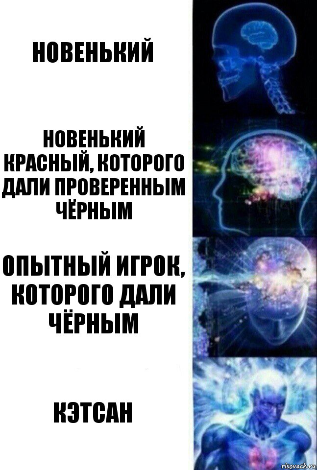 Новенький Новенький красный, которого дали проверенным чёрным Опытный игрок, которого дали чёрным Кэтсан, Комикс  Сверхразум