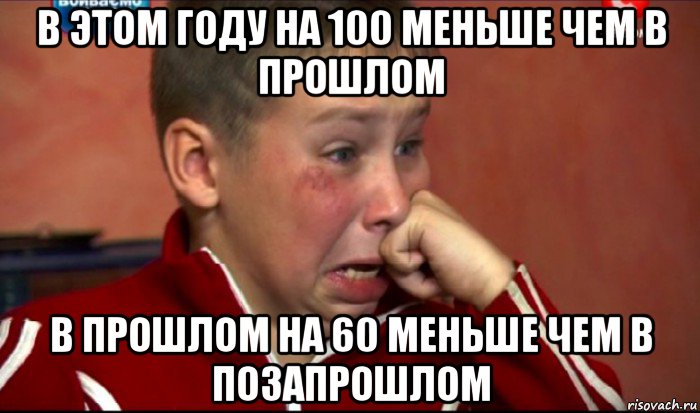 в этом году на 100 меньше чем в прошлом в прошлом на 60 меньше чем в позапрошлом, Мем  Сашок Фокин