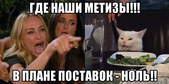 где наши метизы!!! в плане поставок - ноль!!, Мем Женщина орёт на кота