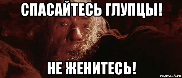 спасайтесь глупцы! не женитесь!, Мем бегите глупцы