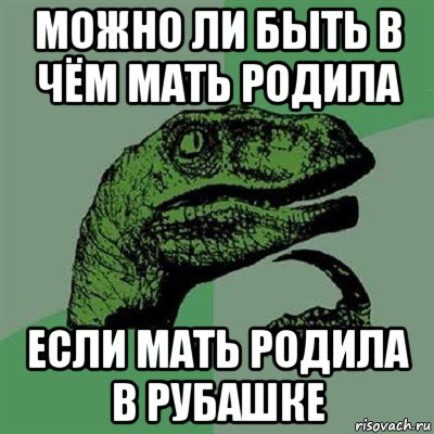 можно ли быть в чём мать родила если мать родила в рубашке, Мем Филосораптор