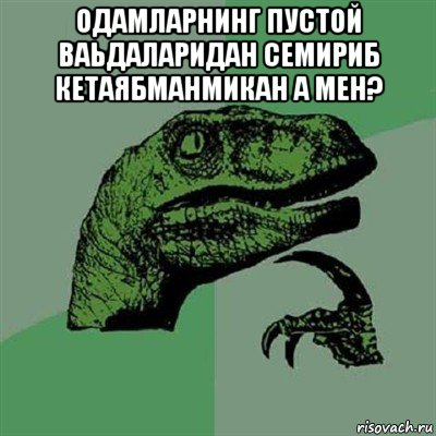 одамларнинг пустой ваьдаларидан семириб кетаябманмикан а мен? , Мем Филосораптор