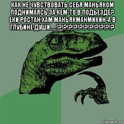 как не чувствовать себя маньяком поднимаясь за кем-то в подьезде? еки ростан хам маньякманмикин-а в глубине души.....!?!?!?!?!?!?!?!?!?!?!? , Мем Филосораптор