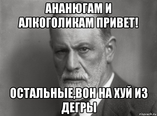 ананюгам и алкоголикам привет! остальные,вон на хуй из дегры, Мем  Фрейд