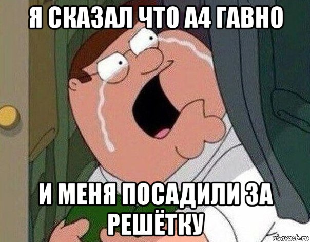 я сказал что a4 гавно и меня посадили за решётку, Мем Гриффин плачет