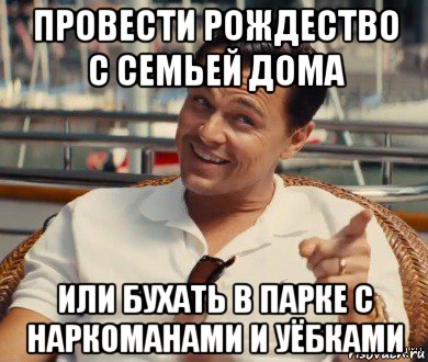 провести рождество с семьей дома или бухать в парке с наркоманами и уёбками, Мем Хитрый Гэтсби