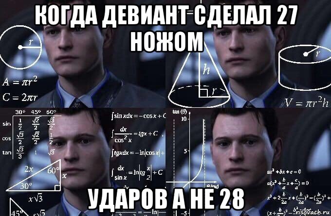 когда девиант сделал 27 ножом ударов а не 28, Мем  Коннор задумался