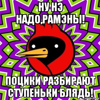 ну нэ надо,рамэны! поцики разбирают ступеньки блядь!, Мем Омская птица