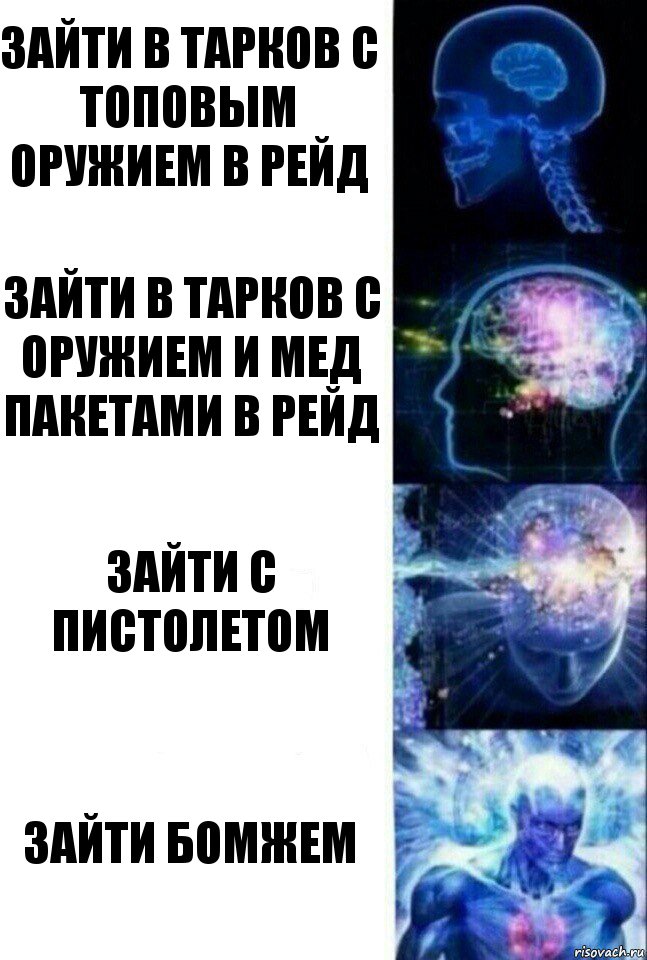 зайти в тарков с топовым оружием в рейд зайти в тарков с оружием и мед пакетами в рейд зайти с пистолетом зайти бомжем, Комикс  Сверхразум