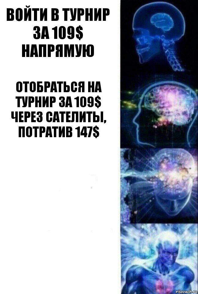 Войти в турнир за 109$ напрямую Отобраться на турнир за 109$ через сателиты, потратив 147$  , Комикс  Сверхразум