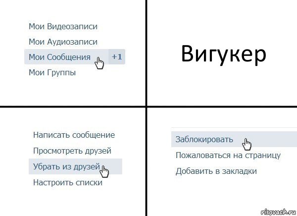 Вигукер, Комикс  Удалить из друзей