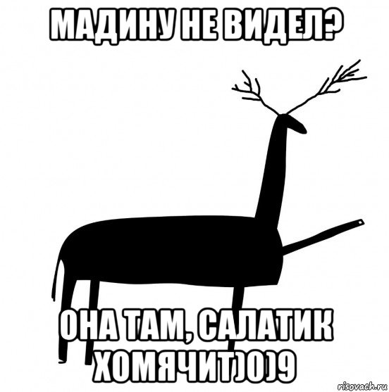 мадину не видел? она там, салатик хомячит)0)9, Мем  Вежливый олень