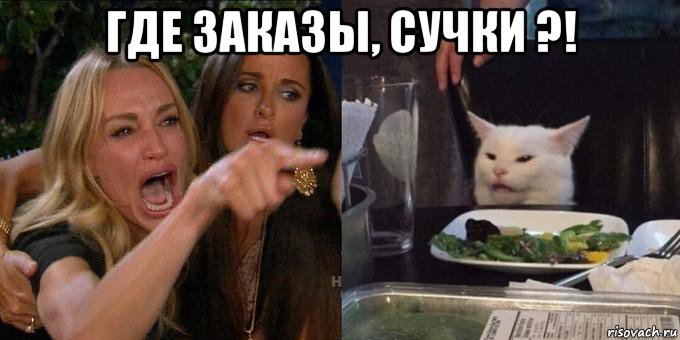 где заказы, сучки ?! , Мем Женщина орёт на кота