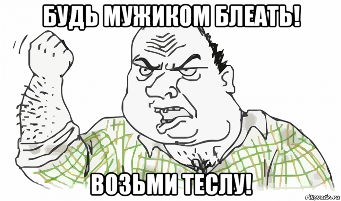 будь мужиком блеать! возьми теслу!, Мем Будь мужиком