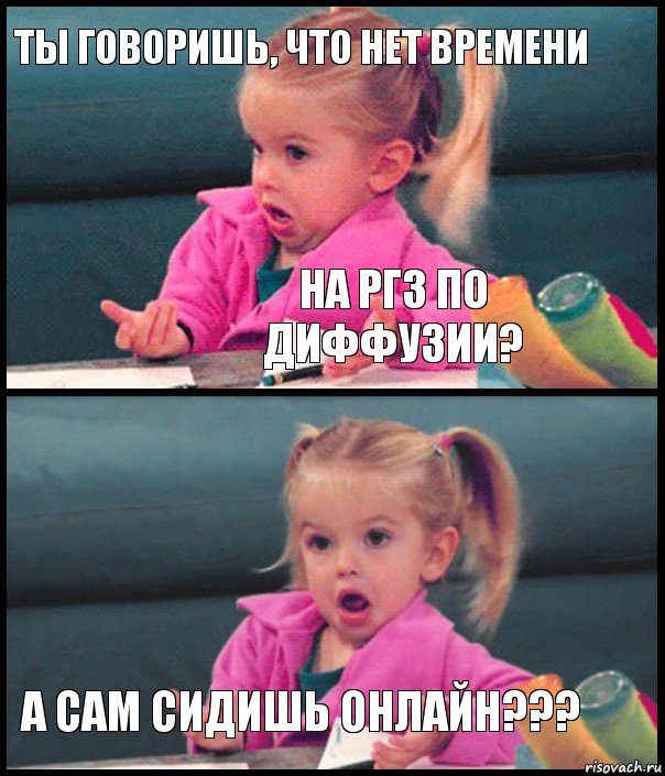 Ты говоришь, что нет времени на РГЗ по диффузии?  А сам сидишь онлайн???, Комикс  Возмущающаяся девочка