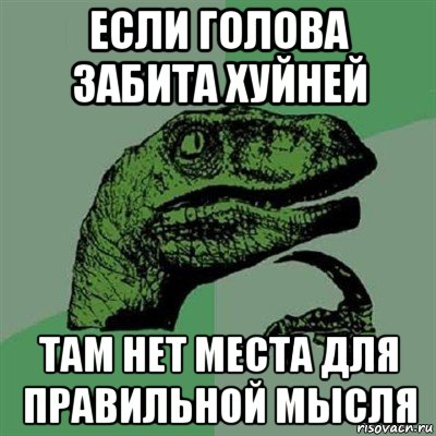 если голова забита хуйней там нет места для правильной мысля, Мем Филосораптор