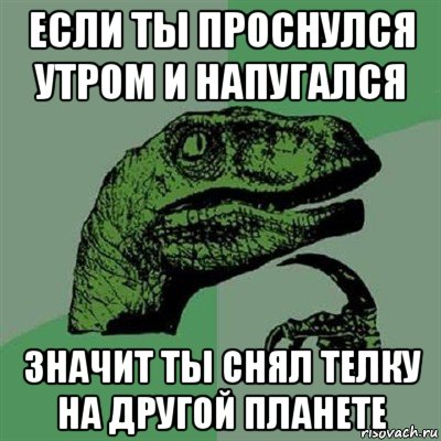 если ты проснулся утром и напугался значит ты снял телку на другой планете, Мем Филосораптор