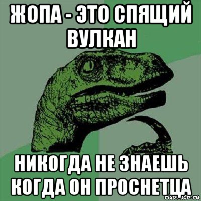 жопа - это спящий вулкан никогда не знаешь когда он проснетца, Мем Филосораптор