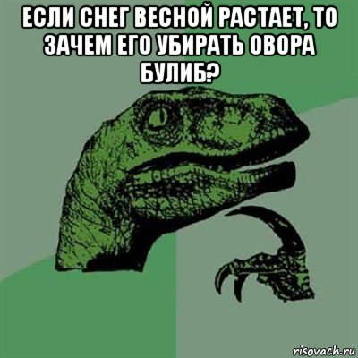 если снег весной растает, то зачем его убирать овора булиб? , Мем Филосораптор