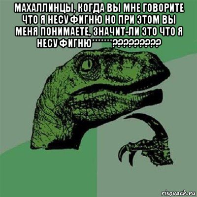 махаллинцы, когда вы мне говорите что я несу фигню но при этом вы меня понимаете, значит-ли это что я несу фигню*******????????? , Мем Филосораптор