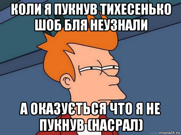 коли я пукнув тихесенько шоб бля неузнали а оказується что я не пукнув (насрал), Мем  Фрай (мне кажется или)