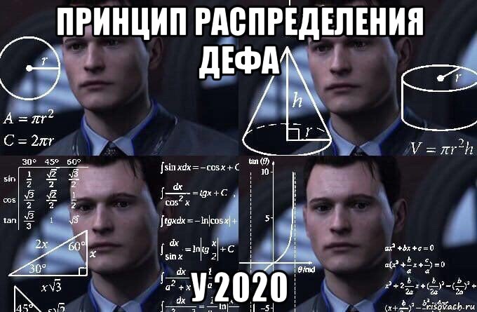 принцип распределения дефа у 2020, Мем  Коннор задумался