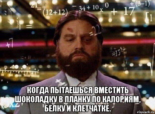  когда пытаешься вместить шоколадку в планку по калориям, белку и клетчатке.