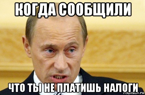 когда сообщили что ты не платишь налоги, Мем путин