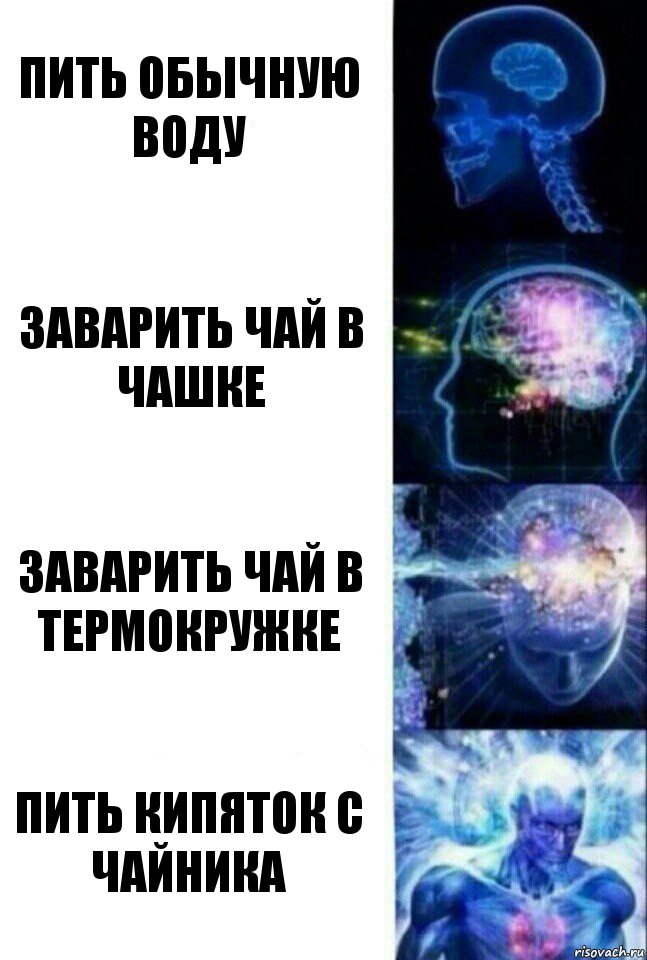 пить обычную воду заварить чай в чашке заварить чай в термокружке пить кипяток с чайника