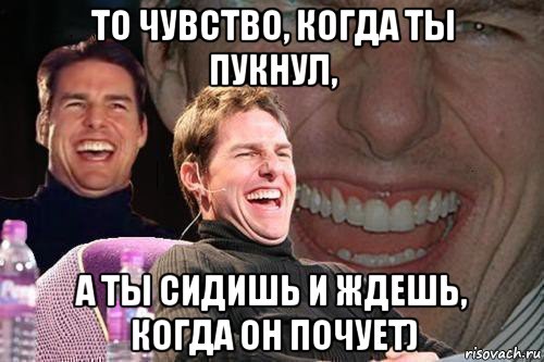 то чувство, когда ты пукнул, а ты сидишь и ждешь, когда он почует), Мем том круз